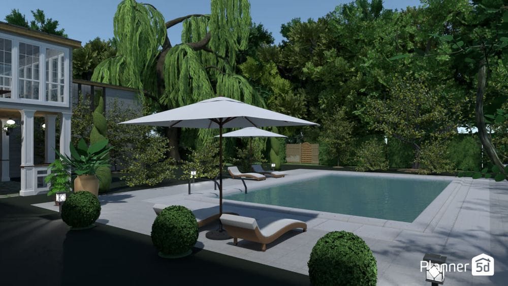 Planner 5D outdoor pool and garden design screenshot